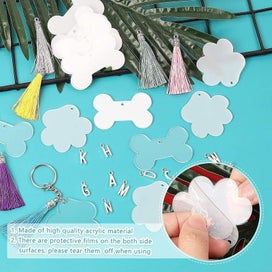 Listing 4 of 9 for 111pcs Pet Bone Paw Acrylic Discs Keychain Blanks Making Kit