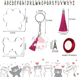 Listing 5 of 9 for 111pcs Pet Bone Paw Acrylic Discs Keychain Blanks Making Kit