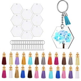 Listing 2 of 10 for Acrylic Heart Discs Keychain Blanks Vinyl Making Kit