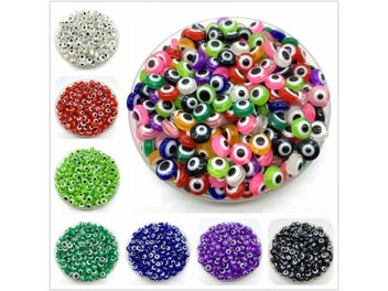Listing 3 of 10 for 50pcs/Lot 8mm Oval Shape Spacer Beads Evil Eye Beads Stripe Resin Spacer Beads