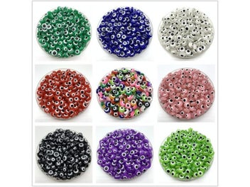 Listing 4 of 10 for 50pcs/Lot 8mm Oval Shape Spacer Beads Evil Eye Beads Stripe Resin Spacer Beads