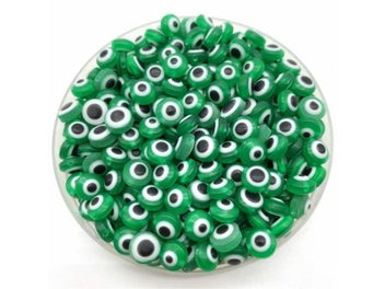 Listing 5 of 10 for 50pcs/Lot 8mm Oval Shape Spacer Beads Evil Eye Beads Stripe Resin Spacer Beads