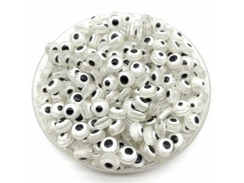 Listing 6 of 10 for 50pcs/Lot 8mm Oval Shape Spacer Beads Evil Eye Beads Stripe Resin Spacer Beads