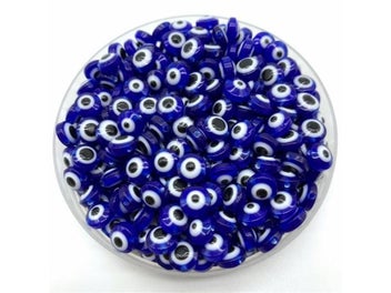 Listing 7 of 10 for 50pcs/Lot 8mm Oval Shape Spacer Beads Evil Eye Beads Stripe Resin Spacer Beads