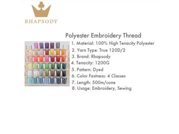 Listing 6 of 10 for 40W Polyester Embroidery Thread 500M Filament Threads High Strength Sheen For