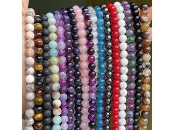 Listing 4 of 10 for Natural Round Tiger Eye Amazonite Lava Turquoises Agates Jaspers Garnet Spacer