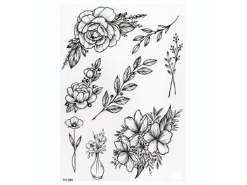 Listing 3 of 9 for Waterproof Temporary Tattoo Sticker Lotus Rose Pattern Water Transfer Under