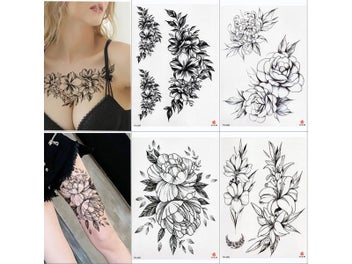 Listing 6 of 9 for Waterproof Temporary Tattoo Sticker Lotus Rose Pattern Water Transfer Under