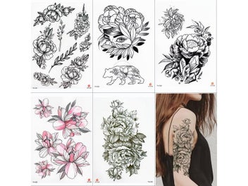 Listing 7 of 9 for Waterproof Temporary Tattoo Sticker Lotus Rose Pattern Water Transfer Under