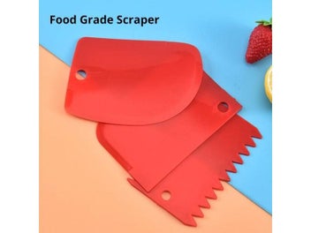 Listing 3 of 9 for 3pcs/set Red Baking Dough Cutting Scraper Thickened Three-Piece Cream Scraper