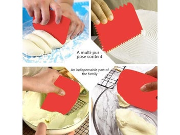Listing 6 of 9 for 3pcs/set Red Baking Dough Cutting Scraper Thickened Three-Piece Cream Scraper
