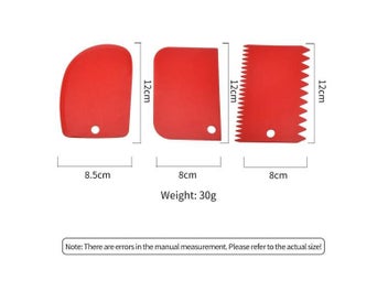Listing 7 of 9 for 3pcs/set Red Baking Dough Cutting Scraper Thickened Three-Piece Cream Scraper
