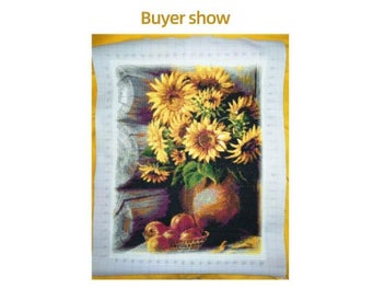 Listing 4 of 10 for HUACAN DIY Cross Stitch Sunflowers Cotton Thread Painting Embroidery Kits