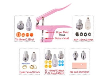 Listing 5 of 10 for Quality 80/270 Sets T5 Snaps Plastic Buttons With Snaps Pliers Set For Clothes