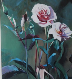 Listing 5 of 19 for +++ IMPRESSIVE ORIGINAL "JOHN HILLIER? - ROSE " PAINTING +++