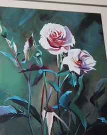 Listing 12 of 19 for +++ IMPRESSIVE ORIGINAL "JOHN HILLIER? - ROSE " PAINTING +++