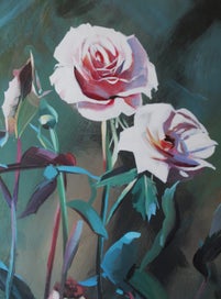 Listing 13 of 19 for +++ IMPRESSIVE ORIGINAL "JOHN HILLIER? - ROSE " PAINTING +++