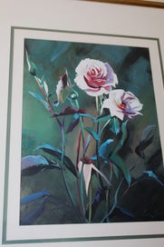 Listing 17 of 19 for +++ IMPRESSIVE ORIGINAL "JOHN HILLIER? - ROSE " PAINTING +++