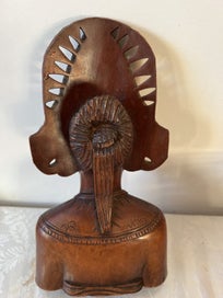 Listing 6 of 8 for Vintage wood carving Balinese Wood Carving Bust Of Janger Singer Dancer
