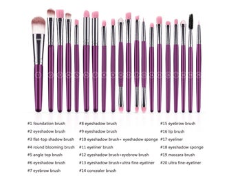 Listing 2 of 7 for 20 Pcs Makeup Brush Set, Powder Foundation Eyeshadow Eyeliner Lip Cosmetic