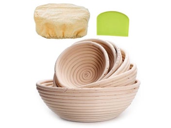 Listing 3 of 10 for Banneton Bread Proofing Basket Sourdough Brotform Natural Rattan Basket For