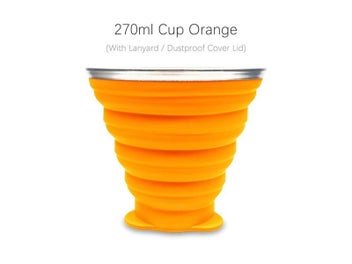 Listing 1 of 10 for ME.FAM 270ml Stainless Steel Silicone Folding Cup With Lanyard Lid