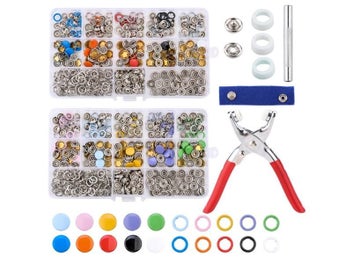 Listing 3 of 10 for 100/200 Sets Snap Fasteners Kit Tool Metal Snap Buttons Rings With Fastener