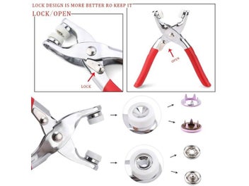 Listing 7 of 10 for 100/200 Sets Snap Fasteners Kit Tool Metal Snap Buttons Rings With Fastener