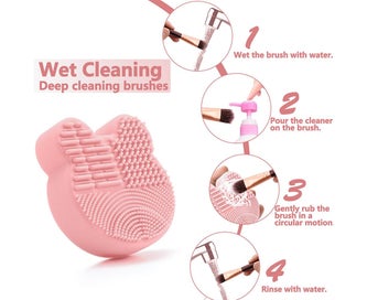 Listing 3 of 7 for Makeup Brush Cleaning Mat Brush Drying Holder Silicone Cat Shaped Brush Cleaner