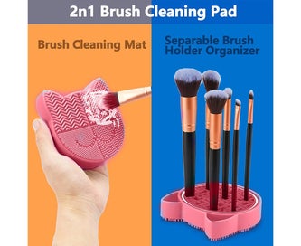 Listing 4 of 7 for Makeup Brush Cleaning Mat Brush Drying Holder Silicone Cat Shaped Brush Cleaner