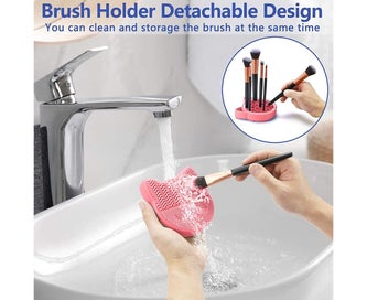 Listing 6 of 7 for Makeup Brush Cleaning Mat Brush Drying Holder Silicone Cat Shaped Brush Cleaner