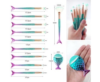 Listing 6 of 6 for 11pcs Mermaid Makeup Brush Sets, Gradient Fishtail Makeup Makeup Tool Sets
