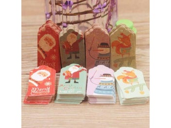 Listing 4 of 10 for 100PC White Kraft Printed Christmas New Year Gift Tags For Cake Party