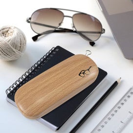 Listing 4 of 9 for Portable PU Wood Grain Glasses Case Hard Case Sunglasses Protector Storage Box