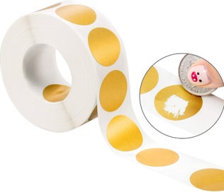 Listing 4 of 4 for 300 Pieces Scratch Off Sticker Round Labels (Gold, 1 x 1 Inch Circle)