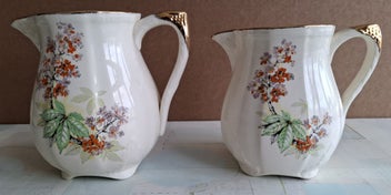Listing 1 of 9 for $1 RES - Beautiful older style Meakin - footed jugs x 2 - almost mint condition