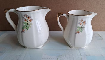 Listing 2 of 9 for $1 RES - Beautiful older style Meakin - footed jugs x 2 - almost mint condition