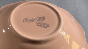 Listing 4 of 10 for 2 Vintage Clarice Cliff Dishes – Pink & Green Glazed Earthenware, England