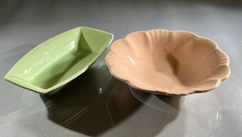 Listing 2 of 10 for 2 Vintage Clarice Cliff Dishes – Pink & Green Glazed Earthenware, England