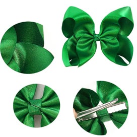 Listing 2 of 4 for 2 PCS 5.5" Big Hand-made Shiny Glitter Ribbon Girls Hair Bows Alligator Clips