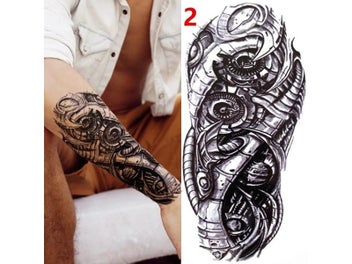 Listing 5 of 9 for 1PC Black Forest Tattoo Sticker For Men Women Tiger Wolf Death Skull Temporary