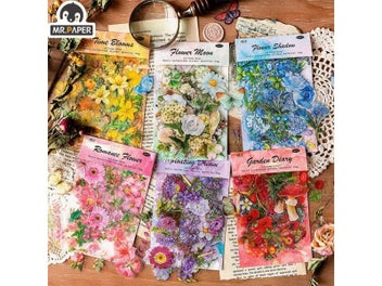 Listing 6 of 10 for 40Pcs/Bag Plant Flower Series Diary Sticker Stationery Decor