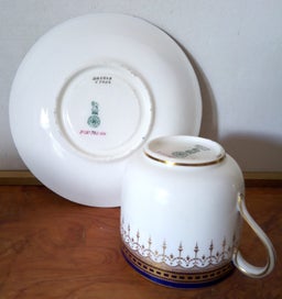 Listing 4 of 9 for Antique Royal Doulton Blue Gold Demitasse Cup & Saucer with Irish Vintage Jug