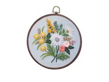 Listing 5 of 9 for Starter DIY Embroidery Kit For Beginner Flowers Plants Pattern Sewing Art Craft