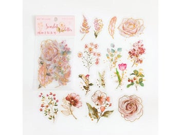 Listing 1 of 9 for 30 Pcs/Pack Golden Outline Hand Painting Colorful Flowers Decorative Stickers