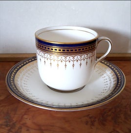 Listing 2 of 9 for Antique Royal Doulton Blue Gold Demitasse Cup & Saucer with Irish Vintage Jug