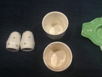 Listing 5 of 5 for EXTREMELY RARE ROYAL WINTON EGG GREEN POLKA DOT CUP SET