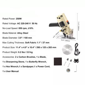 Listing 7 of 14 for Fabric Cutter 250W Electric Rotary Fabric Cutting Machine 1.1" Thickness