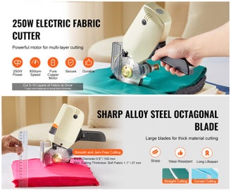 Listing 12 of 14 for Fabric Cutter 250W Electric Rotary Fabric Cutting Machine 1.1" Thickness