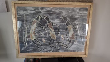 Listing 3 of 6 for Pair of Beautiful Aboriginal Hand Painted Paintings on Hand Made Paper